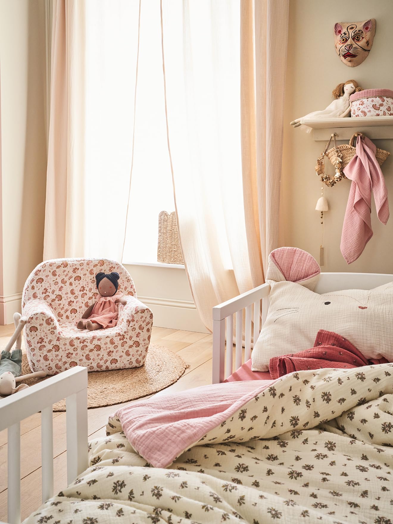 VERTBAUDET Housse de Couette bébé en Gaze de Coton Grenier écru/Multicolore 80X120