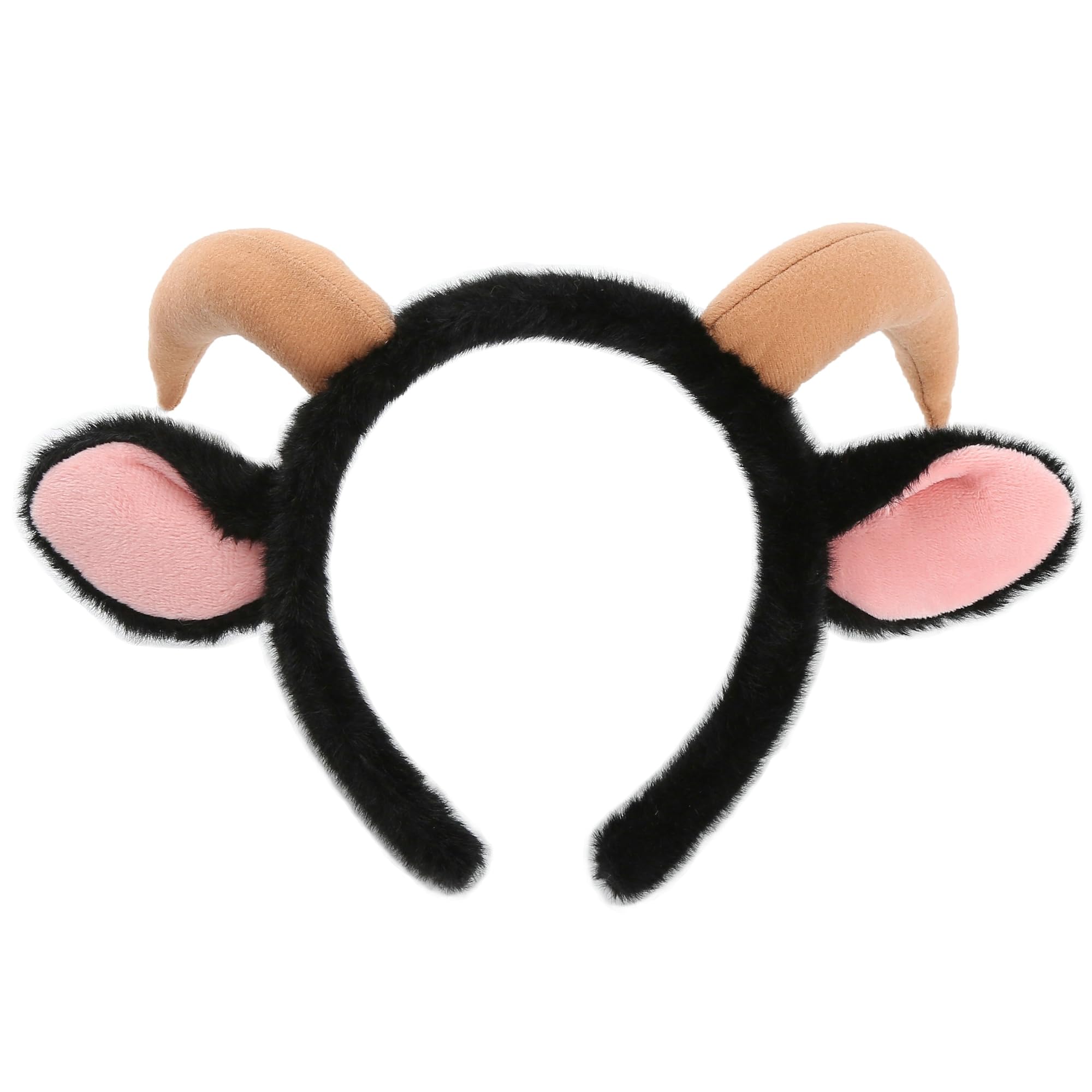CHEUGoat headband with ram horns and sheep ears for Christmas costume