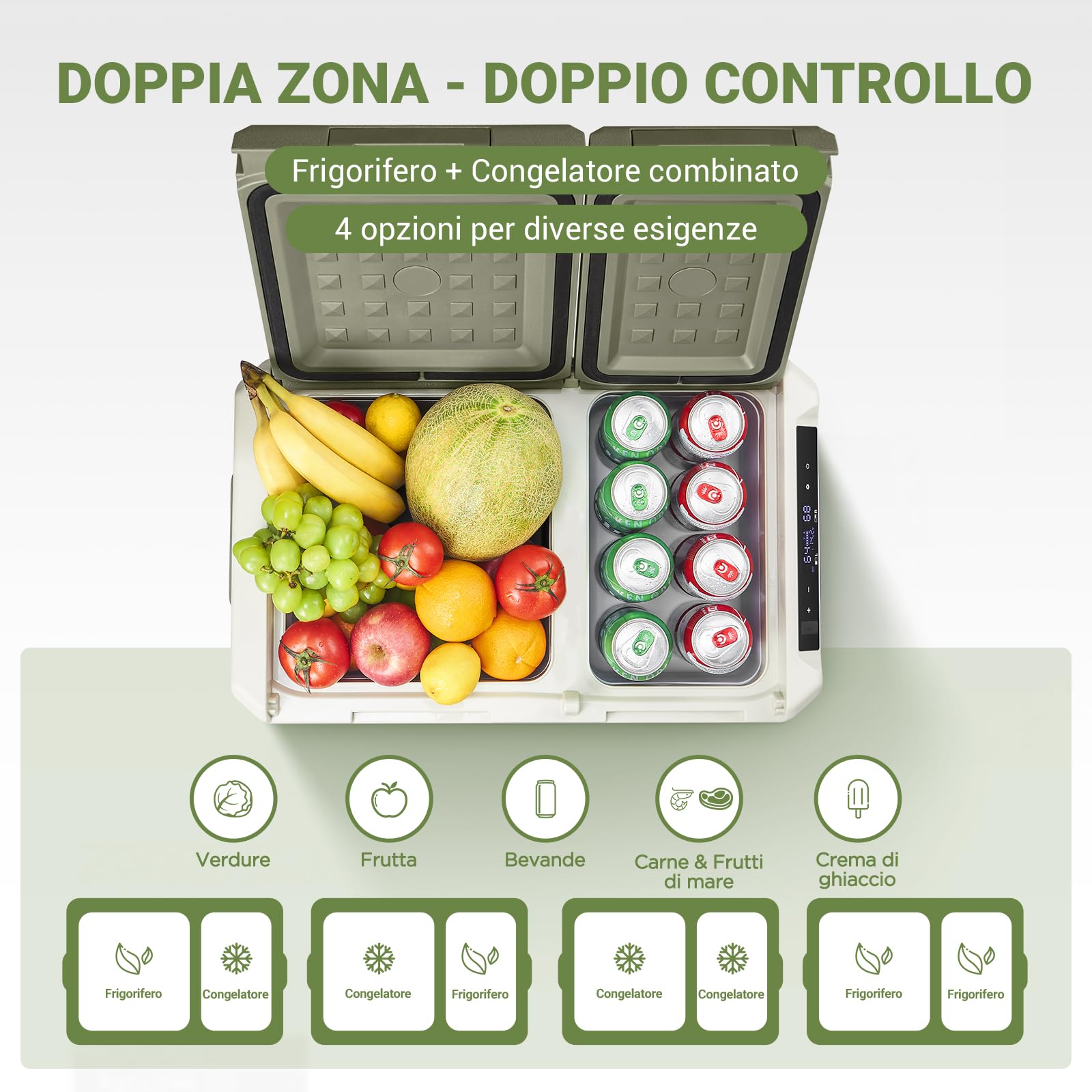 AAOBOSI Frigo Portatile 40L,Frigorifero Portatile 12v 220v Di Controllo,Frigo Da Campeggio 12/24V DC E 100-240V AC,Per L'Auto e La,RV,Viaggi