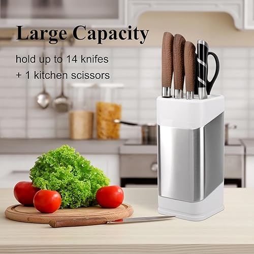 Miniatura 2 de RedCall Soporte universal para cuchillos de cocina, bloque de cuchillos universal de acero inoxidable para encimera de cocina, organizador de