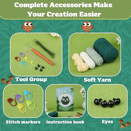 Miniatura 4 de Mnuizu Kit de ganchillo para principiantes, kit de ganchillo de animales, kit de ganchillo para principiantes con tutoriales en video instructivos y