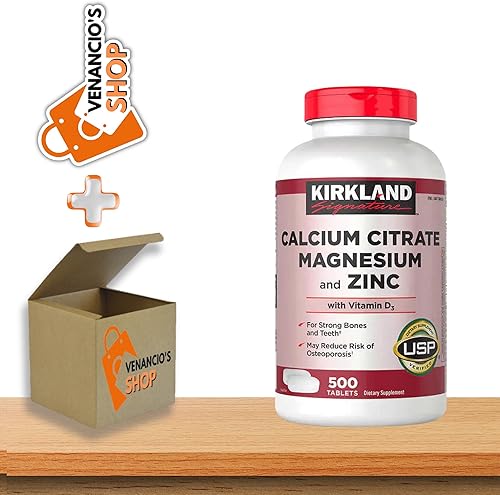 Kirkland Signature - Citrato de calcio, magnesio, zinc, 500 tabletas + incluye adhesivo Venancio'sfridge (paquete de 1)