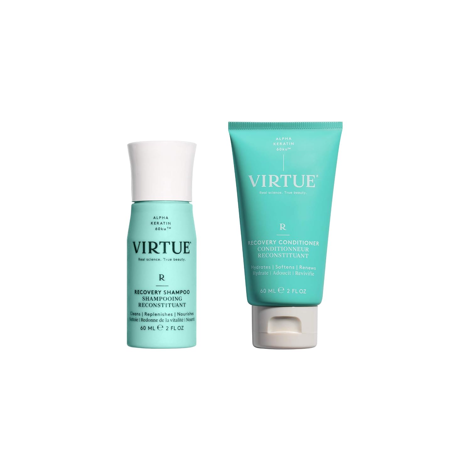 VIRTUE Recovery Shampoo & Conditioner Set, Travel Size