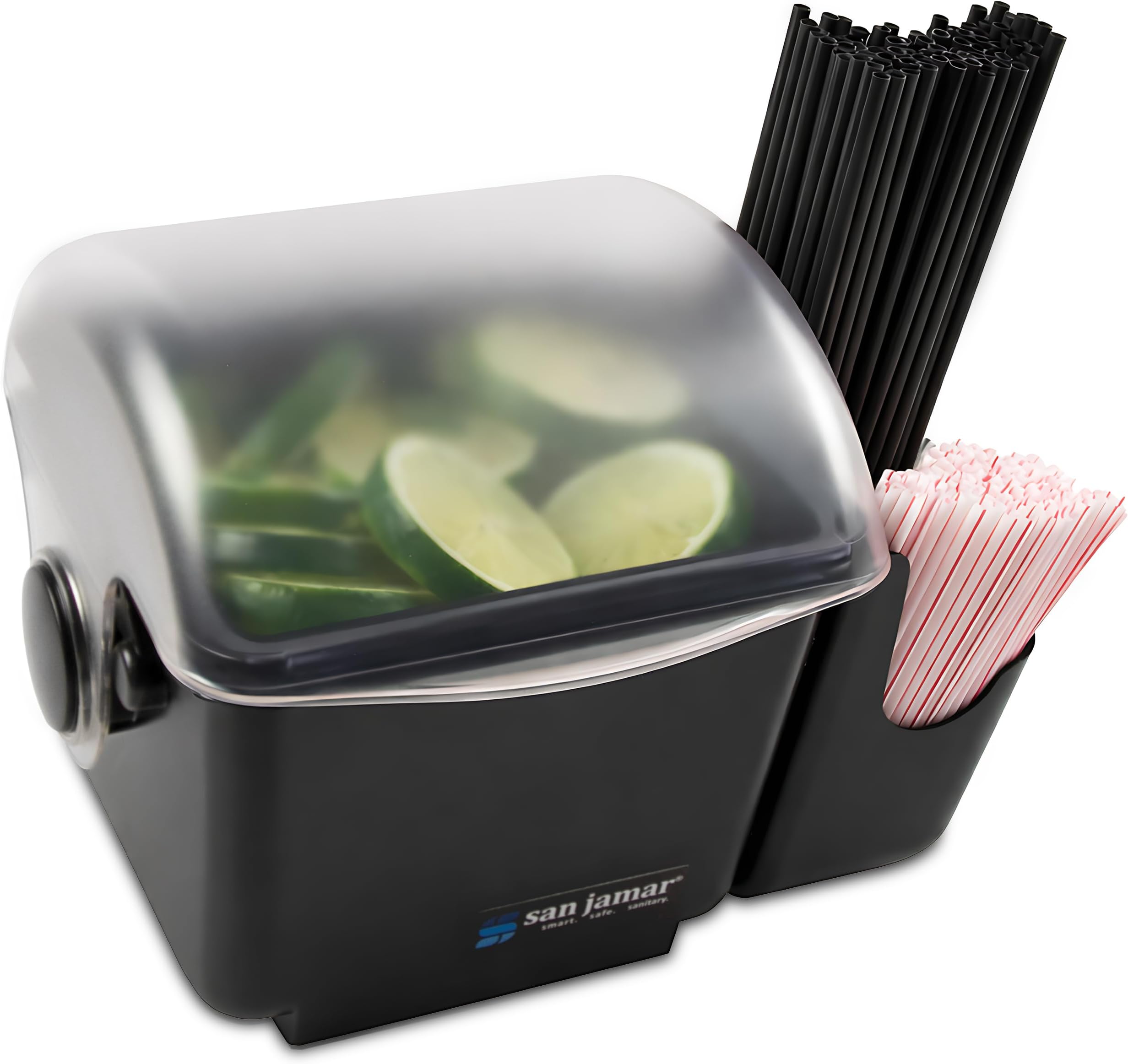 BD2002CAR Mini Dome Garnish Center with Chillable Tray and Right Hand Caddy (1-Quart, Black, NSF)