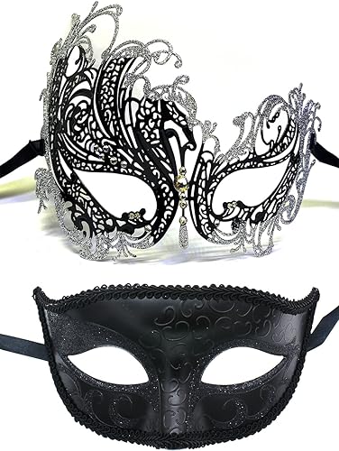 Juego de máscaras venecianas de silicona realista para parejas, máscara de media cara