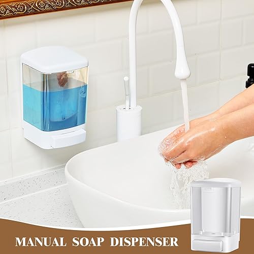 Miniatura 4 de Hushee Dispensador de jabón comercial para colgar en la pared, dispensador de jabón manual de 33.8 onzas, 33.8 fl oz, dispensador de jabón de