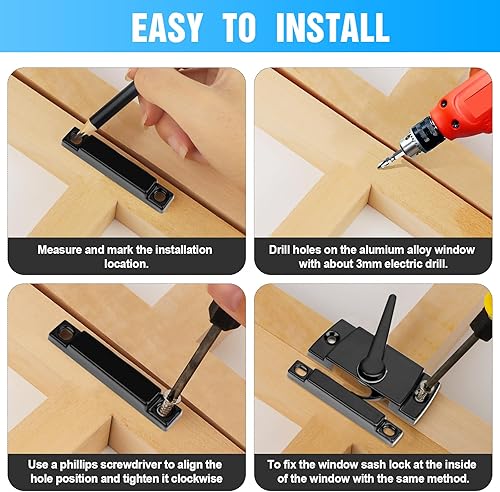Miniatura 3 de HIMOMO Paquete de 10 cerraduras de ventana blancas de acción de leva, pestillos de ventana con cierre a presión, piezas de ventana deslizantes,