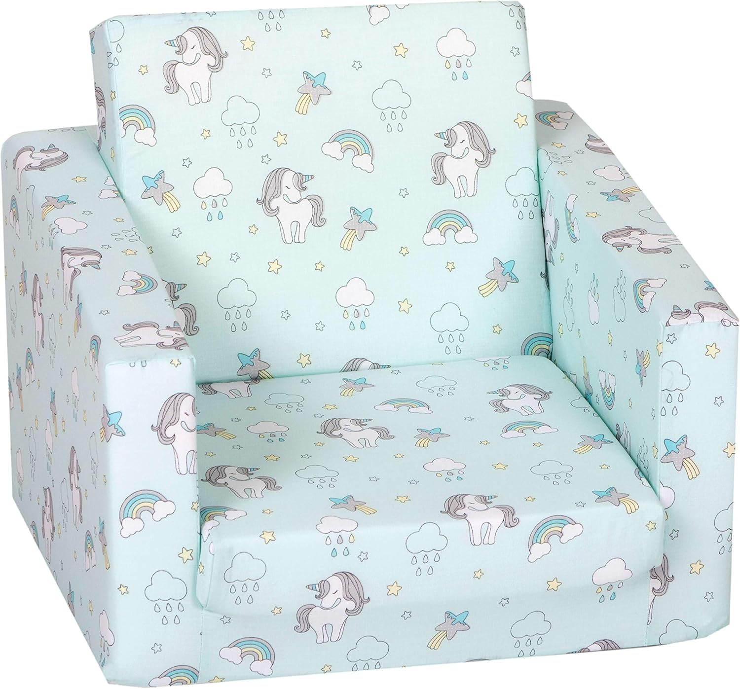 Delsit Kids Couch for Toddlers - 2 in 1 Convertible Foam Armchair to Lounger, Comfy Flip Out Lounge Chair, Sofa for Children, Made in Europe