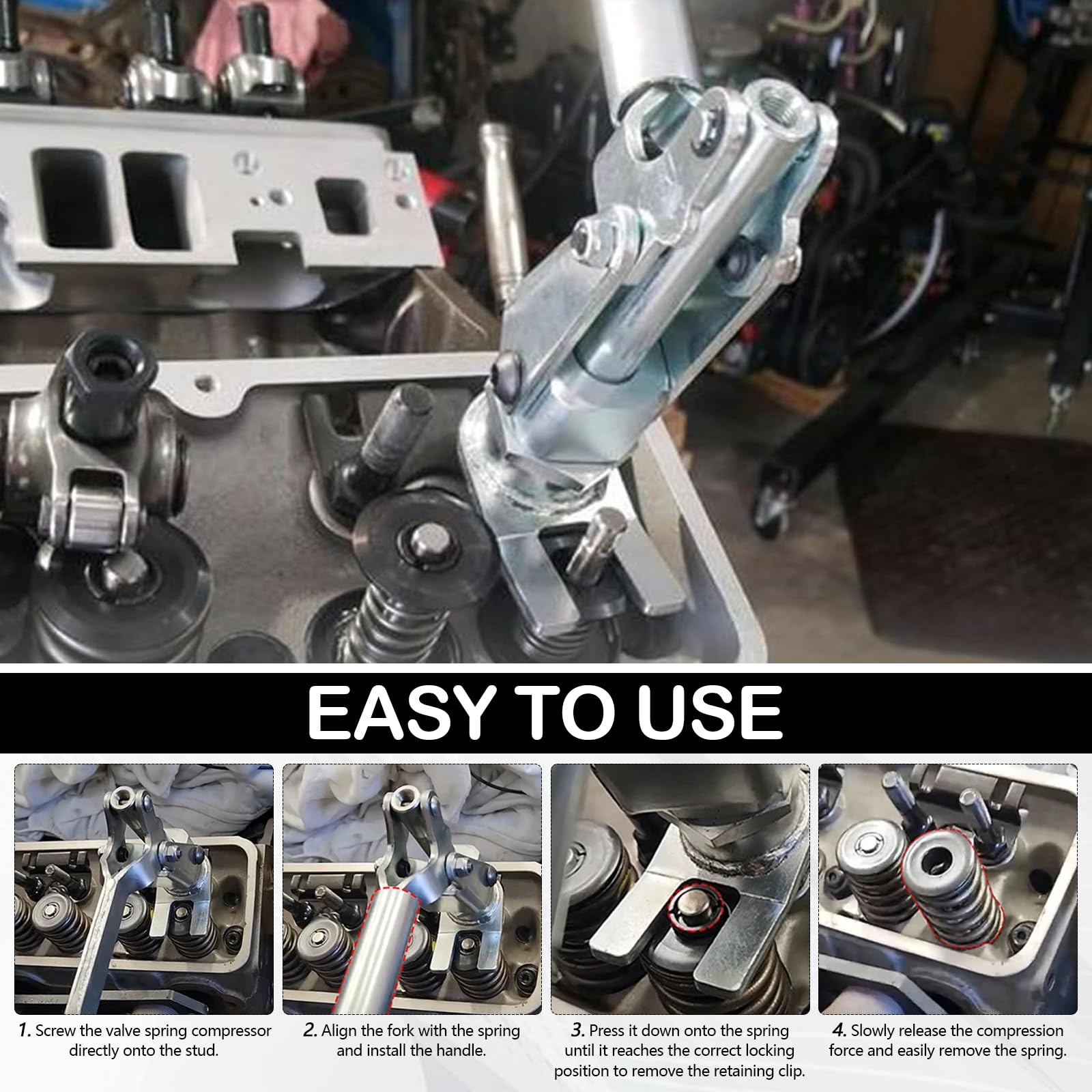 Herramienta Compresora De Resortes De Válvula, 66784, para Montaje De Pernos De Motor Compatible con Pernos De Balancín De 3/8" Y 7/16" Instalación Y Extracción De Resortes De Válvula