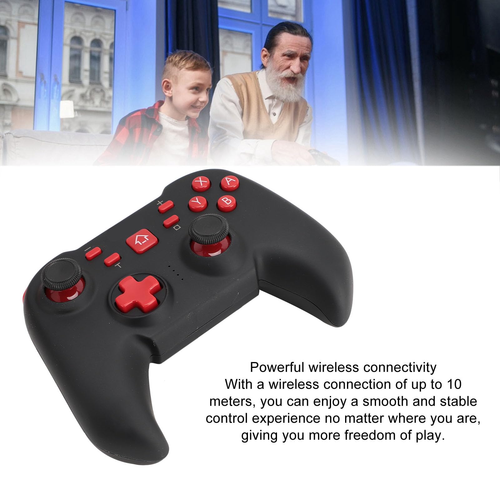 Garsent Controller Wireless, Controller di Gioco Ricaricabile con Giroscopio a 6 Assi, un Tasto di Attivazione, Automatico, Turbo, Vibrazione, Gamepad Bluetooth 5.0 per per