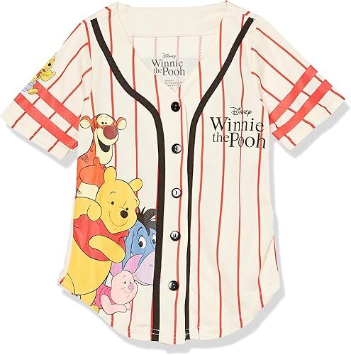 Disney Winnie The Pooh - Camiseta de béisbol clásica de malla con botones para niñas