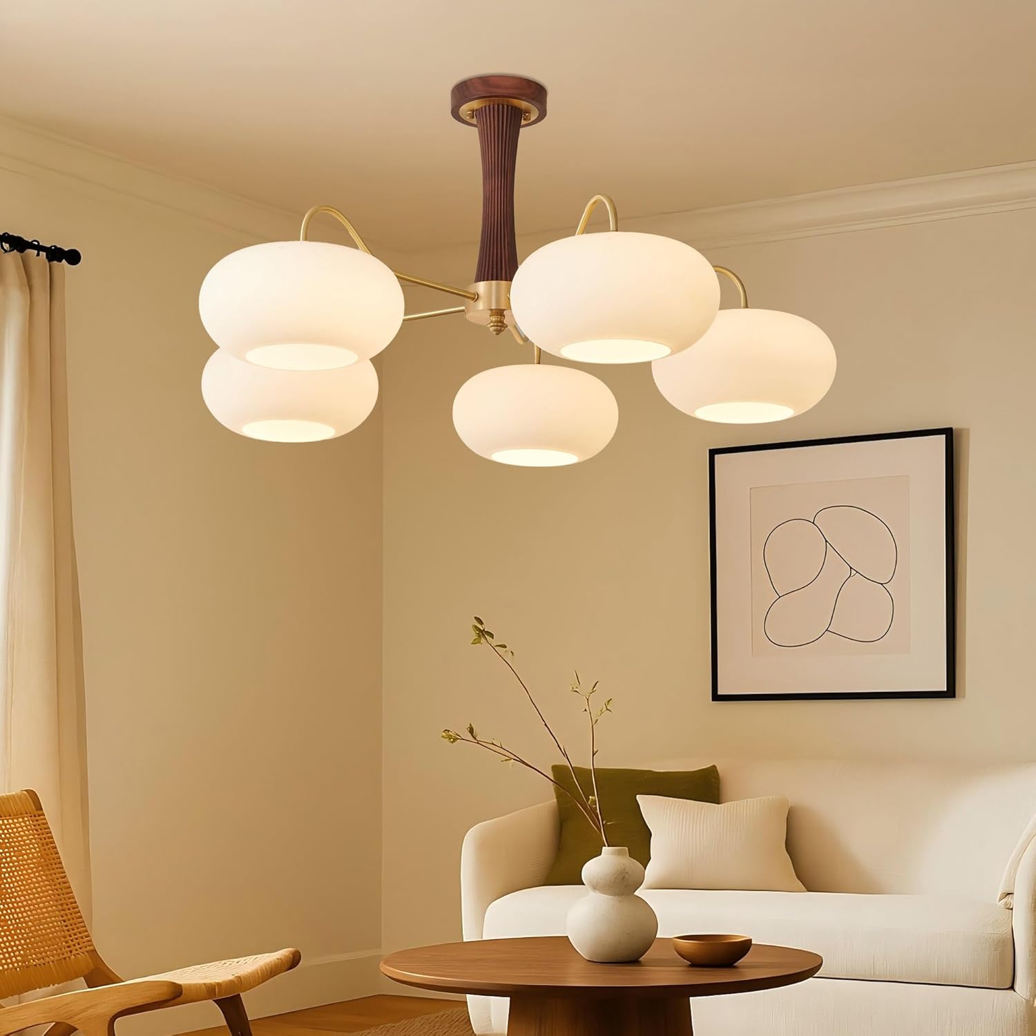 Walnut Wood Glass Brass