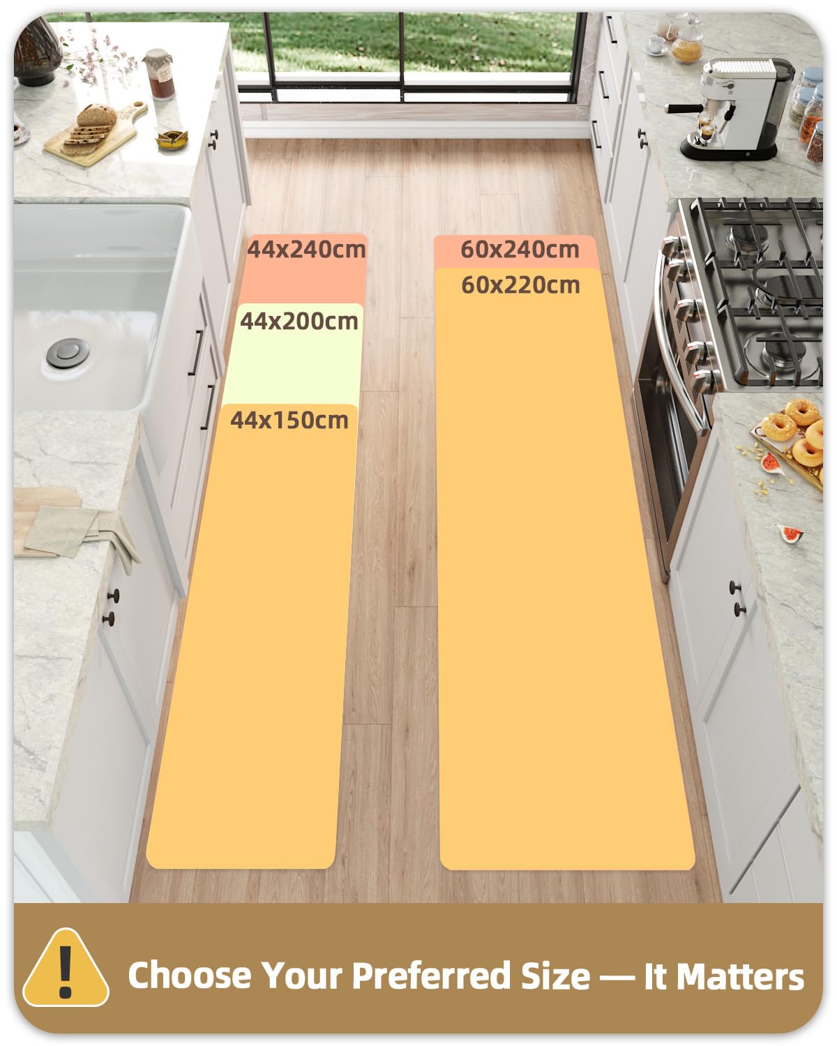 Color G Tappeto Cucina Antiscivolo, PVC Tappeto Runner Antiscivolo, Impermeabile, Resistente all'olio Durevole Tappetino zerbino Lavabile - 60 x 220 cm, Nero