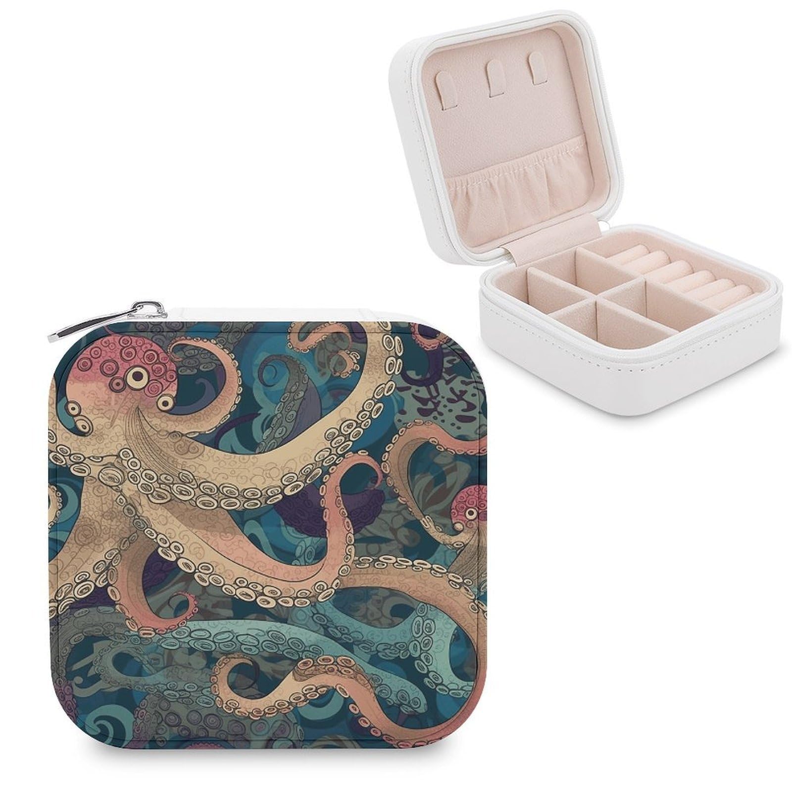 VstaDank Abstract Octopus Kraken Jewelry Box for Women Custom Travel Jewelry Case Personalized Travel Jewelry Boxes Small Portable Jewelry Organizer Box for Rings Necklaces Bracelets Earring