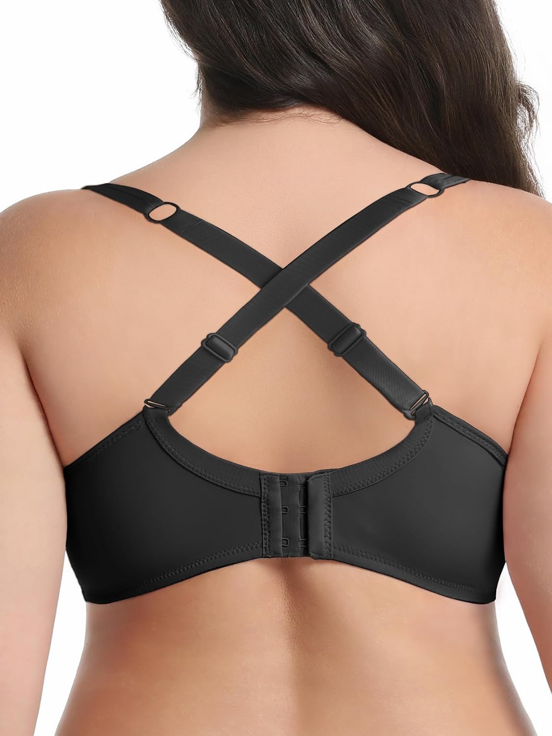 Baetty Underwire Bras for Big Buster Women Full Coverage Minimizer Cross Back Non-Padded Plus Size Bra