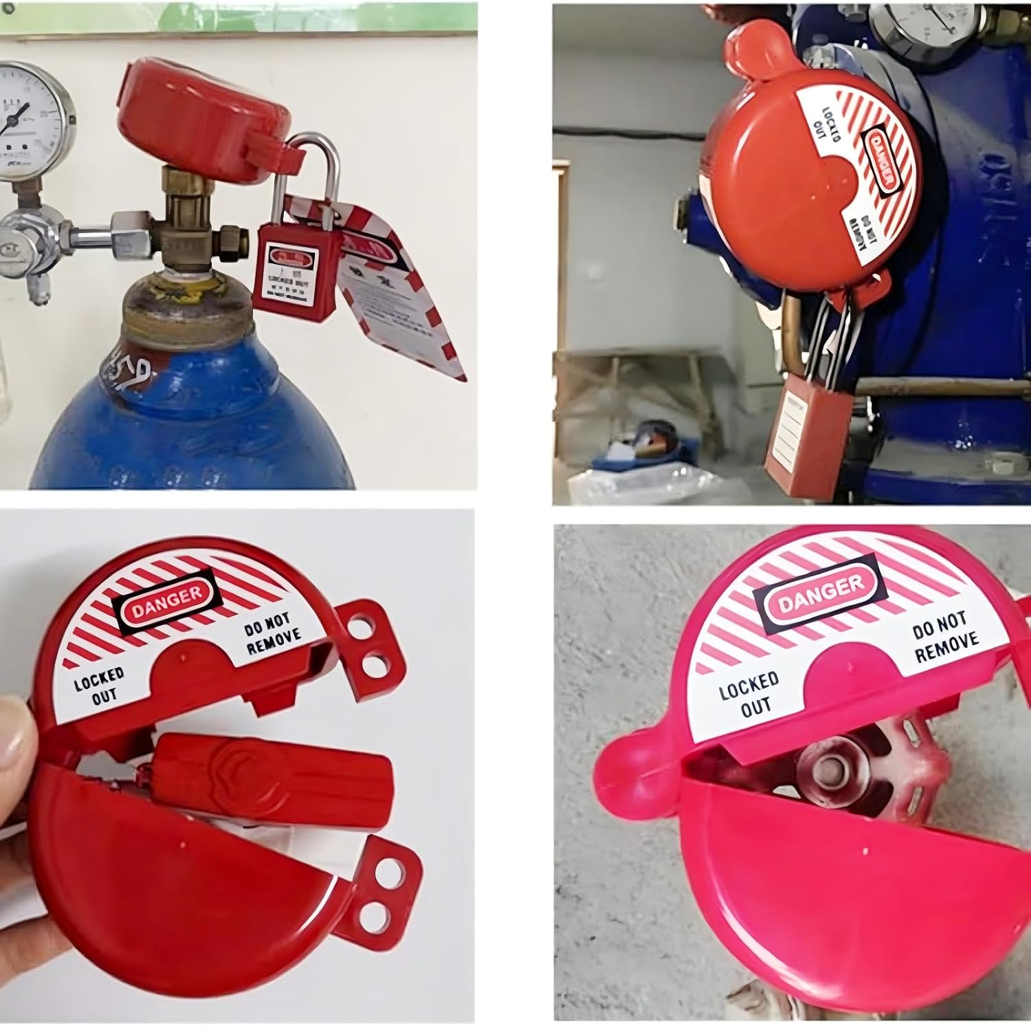 Gas Cylinder Valve Lockout with Safety Padlock, Heat Resistant Lockout Tag for Gas Valve Safety Shutoff
