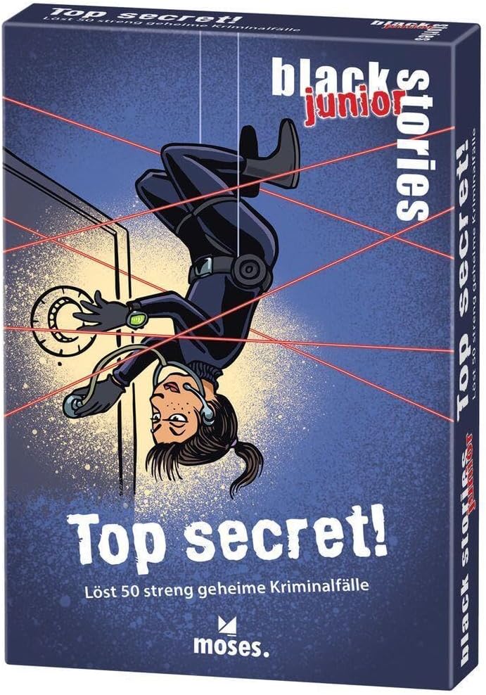 moses. black stories junior Top secret! 50 puzzles about strictly secret crime cases puzzle card game with game variant and score chips puzzle game for children from 8 years