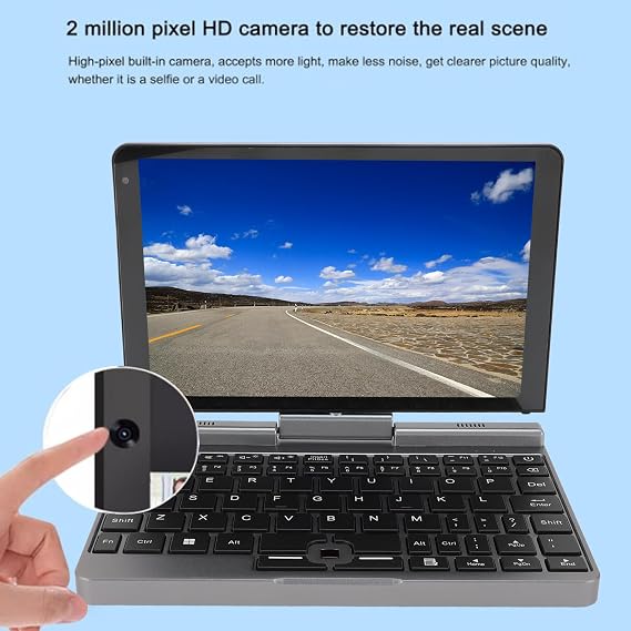 8 Inch Laptop, 2 in 1 Pocket PC Computer with N100 CPU, 12GB LPDDR5, 512GB SSD, WiFi6, BT5.2, 360 Degree Rotation, Touchscreen Laptop for Wins 11 Pro (US Plug)
