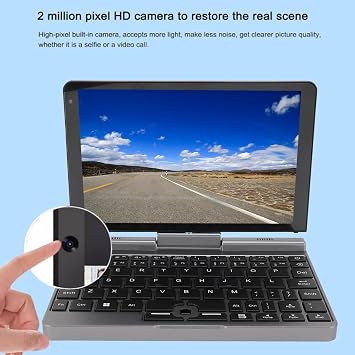 8 Inch Laptop, 2 in 1 Pocket PC Computer with N100 CPU, 12GB LPDDR5, 512GB SSD, WiFi6, BT5.2, 360 Degree Rotation, Touchscreen Laptop for Wins 11 Pro (US Plug)