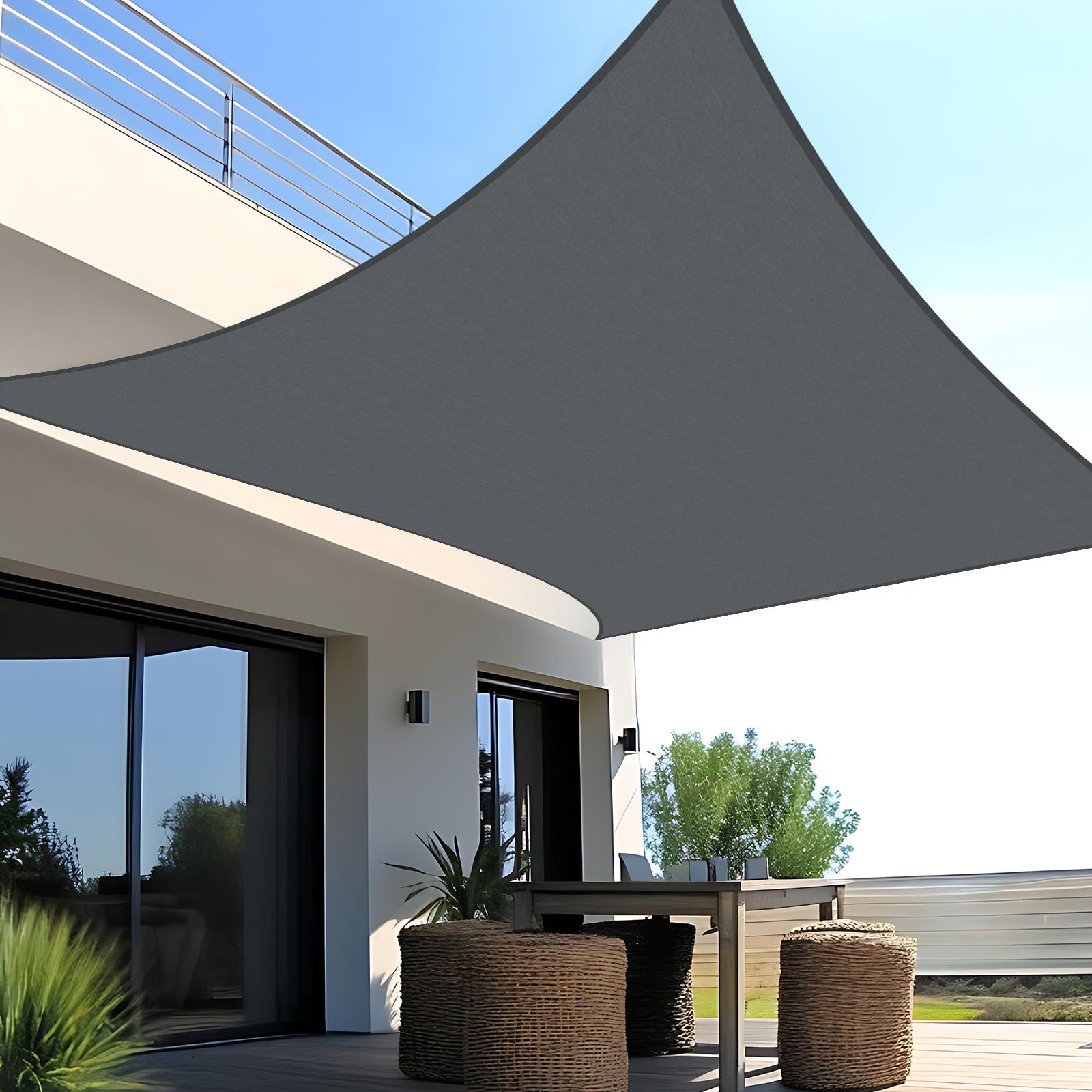 SUNNY GUARD Sonnensegel Wasserdicht 2x2m Rechteckig Sonnenschutz Wetterschutz Segel Baldachin UV Schutz für Balkon Terrasse Garten, Grau Anthrazit