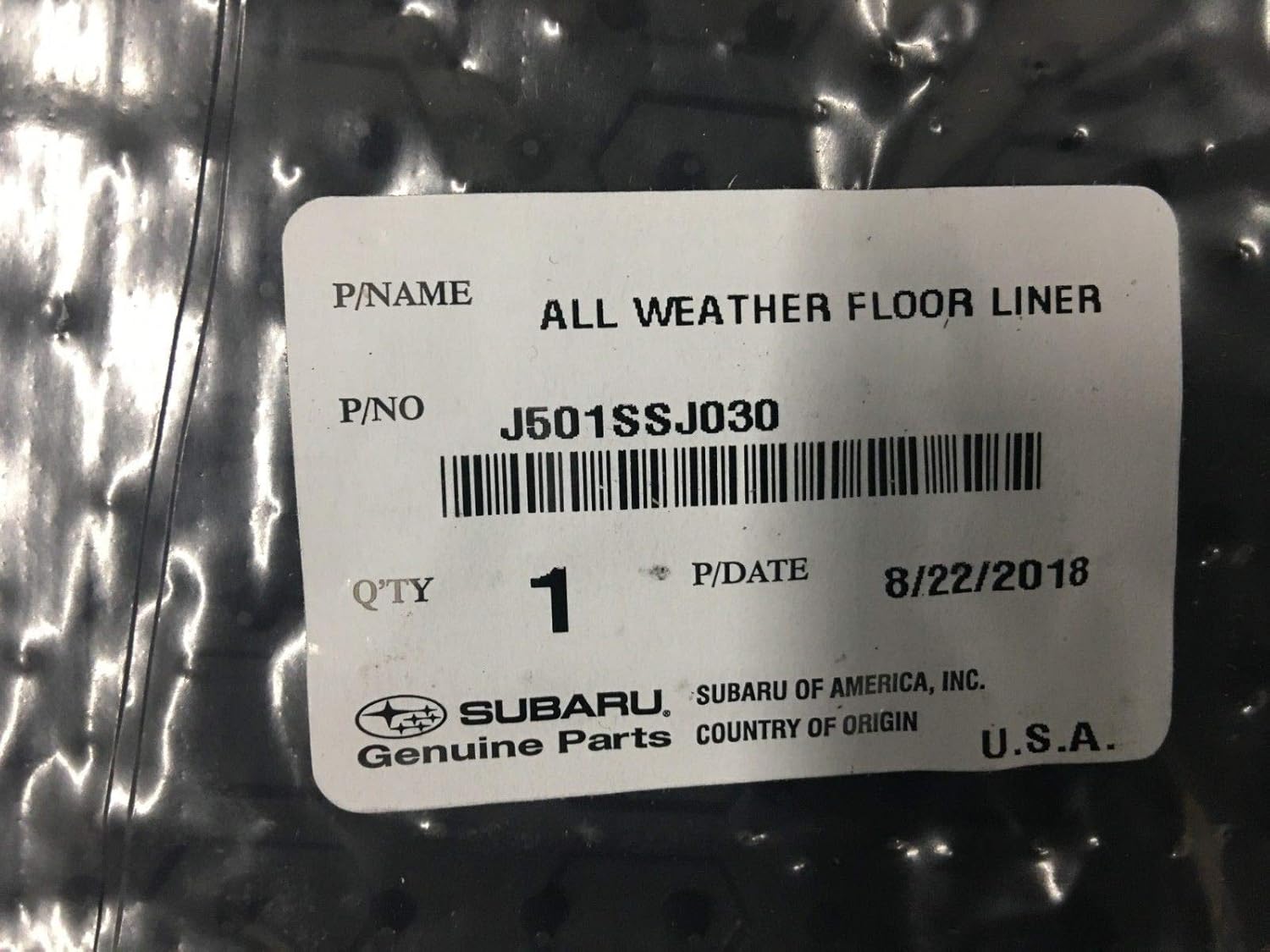 Subaru All Weather Floor Liner Mats Black (Set of 4) for 2019-2024 Subaru Forester - J501SSJ030 - Genuine OEM