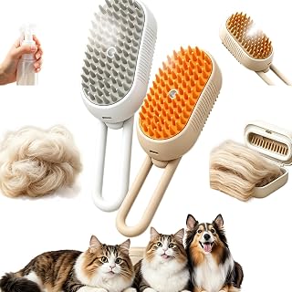 2026 Upgraded Cat Steam Brush,3 In 1 Self Cleaning Steam Cat Brush Pet Spray Comb,Rechargeable Pet Groomer (WHITE+GREEN)