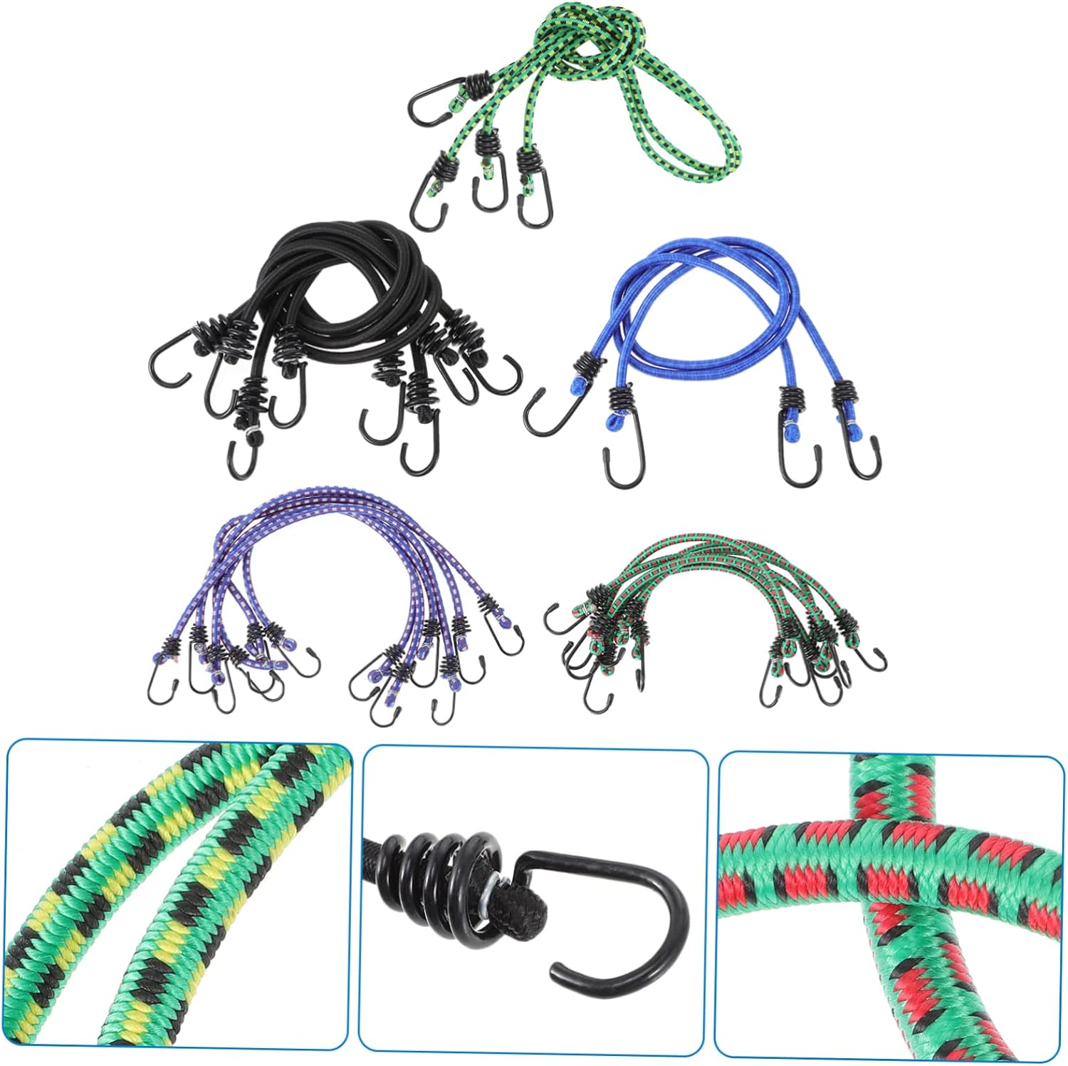POPETPOP 20pcs Bungee Straps Assorted Trunk Net Cord Anchor Heavy Duty Bungee Cords