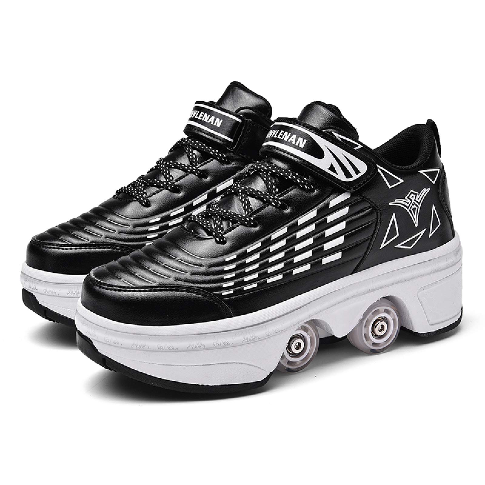 Buty na rolkach, damskie 2w1, wielofunkcyjne buty z kółkami, buty na deskorolce, sporty outdoorowe, jazda na łyżwach, podróże, najlepszy wybór, czarno-EU35