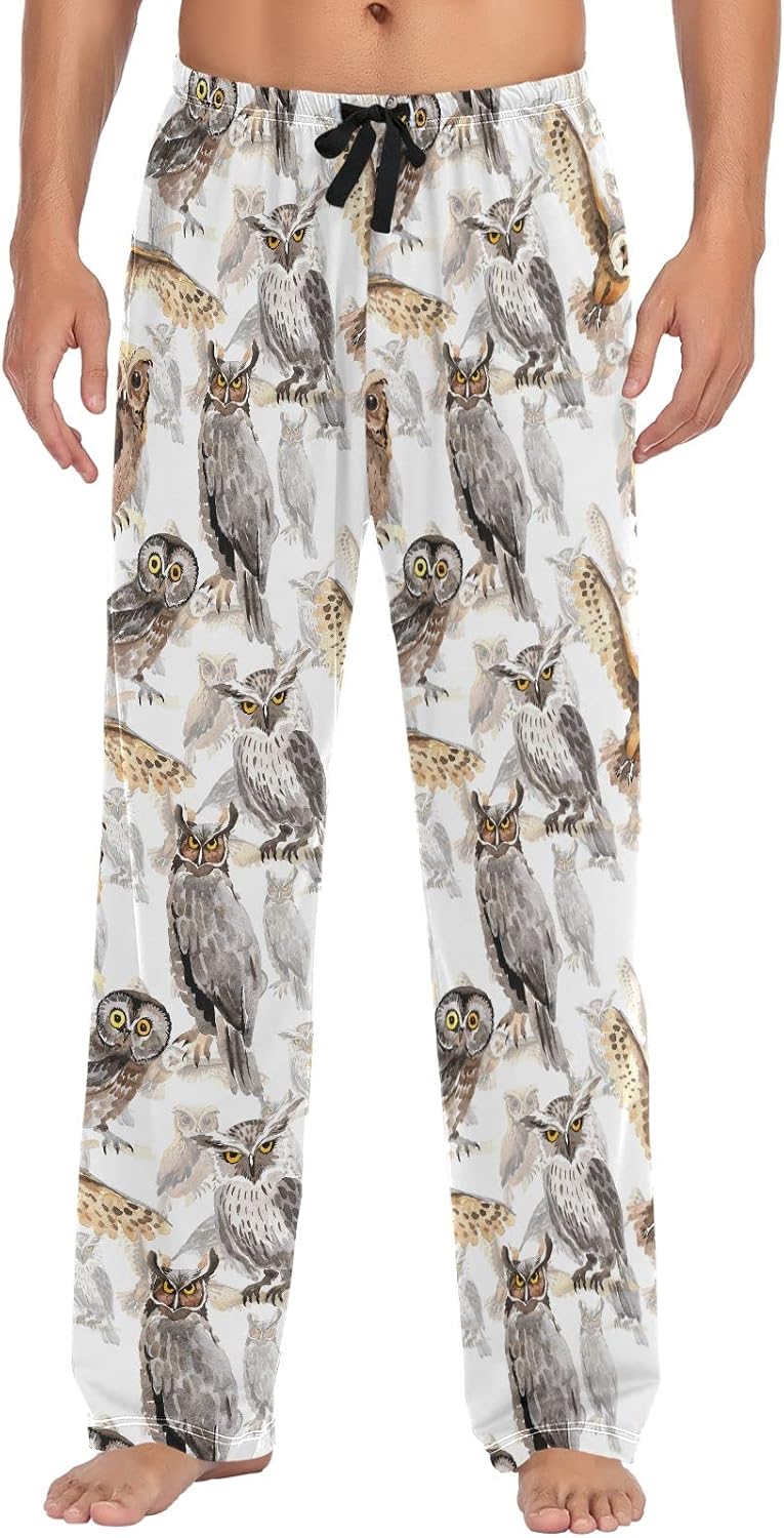 Squirrel Cat Dog Pajama Pants for Men Comfort Sleep Lounge Bottoms Straight-fit with Pockets S-XXL