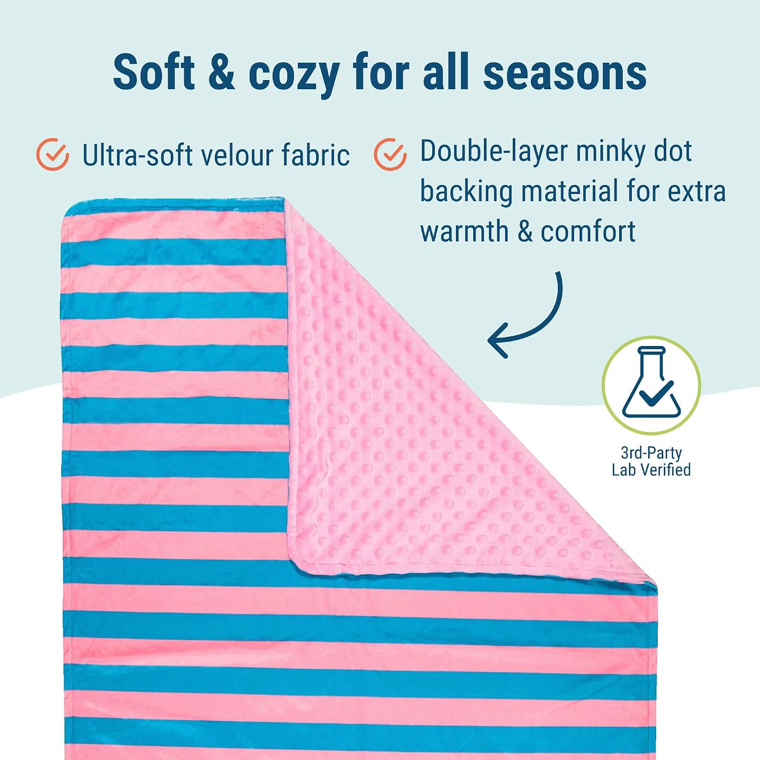 Wildkin Plush Baby Blanket – Soft & Cozy Comfort, Ideal for Toddlers, Travel & Daycare - Pink Stripes