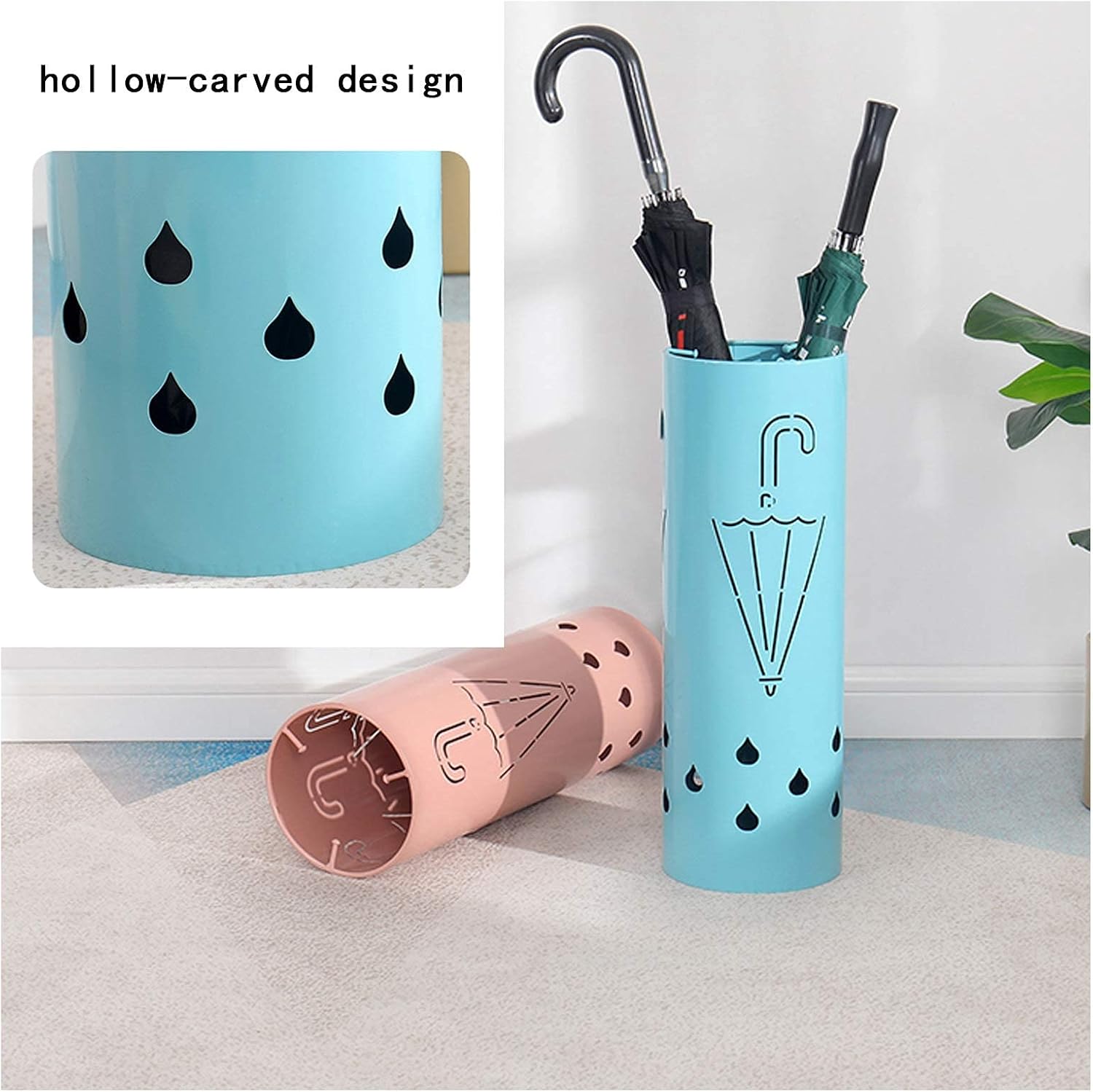 Umbrella Holder Umbrella Stand,Blue, Pink, Black, White,Umbrella Racks Entryway Decorative,7x7x20in,Umbrella Holder Round,for Home and Office (Color : White) (White)