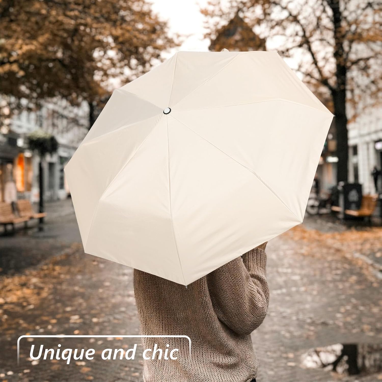Automatic Double Canopy Folding Umbrella for Two – Compact Weather Protection with 16 Wind-resistant Ribs, Portable UV Blocking Travel Umbrella for Backpack and Outdoor Use
