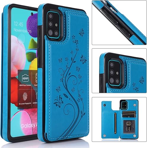 Miniatura 2 de Funda de teléfono para Samsung Galaxy A51 4G con protector de pantalla de vidrio templado, tarjetero con soporte para tarjetero, soporte para celda