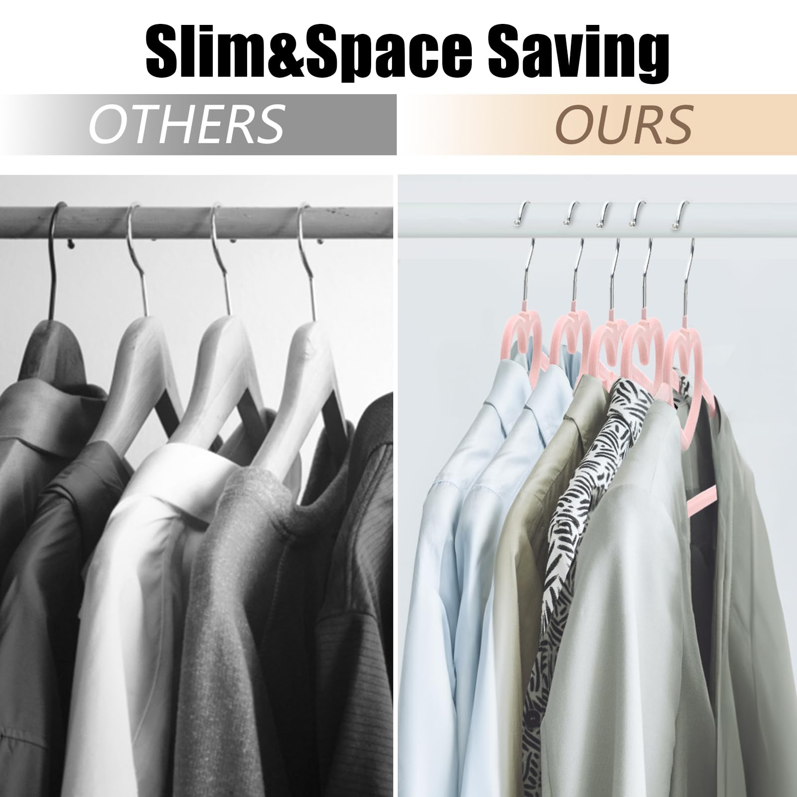 Coloch 50 Stück Samt-Kleiderbügel, rutschfeste Kleiderbügel mit 360 Grad drehbarem Haken, dünner Filz, Erwachsenen-Kleiderbügel für Mantel, Kleid, Hemd, Jacke