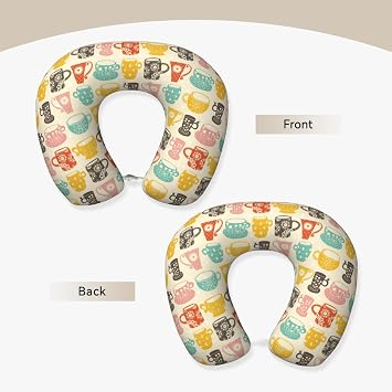 Memory Foam Travel Pillows for Airplanes - Soft Vintage Cup U Shaped Plane Neck Pillow for Sleeping for Traveling, Car, Train, Napping, and Home, Washable