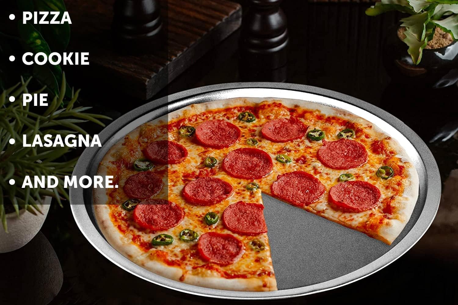 DecorRack 13 Inch Alloy Steel Pizza Pan, Non-Stick Coating, Serving Tray, Round Baking Tray for Oven Use (3 pack)