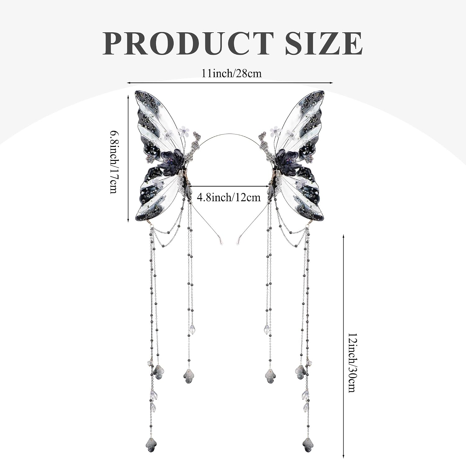 MOSTORY Fairy Butterfly Wings Headband - Flower Fairy Wings Headband with Tassel for Women Renaissance Renfaire Cosplay