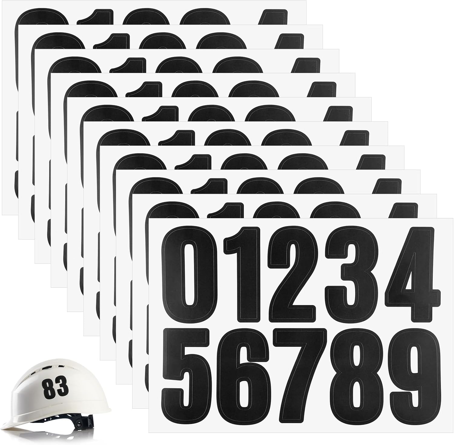 100Pcs Black Number Stickers, 1.5 inch Small Black Numbers for Mailbox, Adhesive Vinyl Number Stickers, 0-9 Stick on Numbers for Poster, Scrapbook, Helmet, Craft