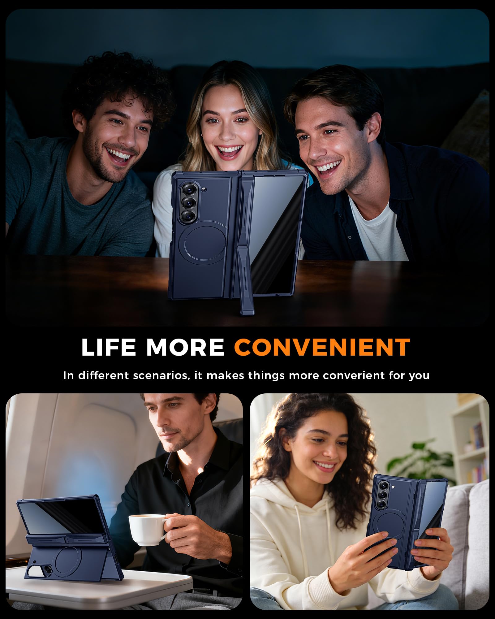 Kaiiecal Funda para Galaxy Z Fold 6 con protector de pantalla de privacidad [apto para Magsafe] [Soporte doble] [Protección de bisagra] Funda de cuerpo completo a prueba de golpes para Samsung Galaxy