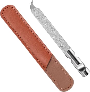 Metal Nail Files for Natural Nails, Mabor Stainless Steel Fingernail File | Pointed Tip Professional Double Sided Curved Nail Filer for Nails Travel Nail File with PU Leather Case