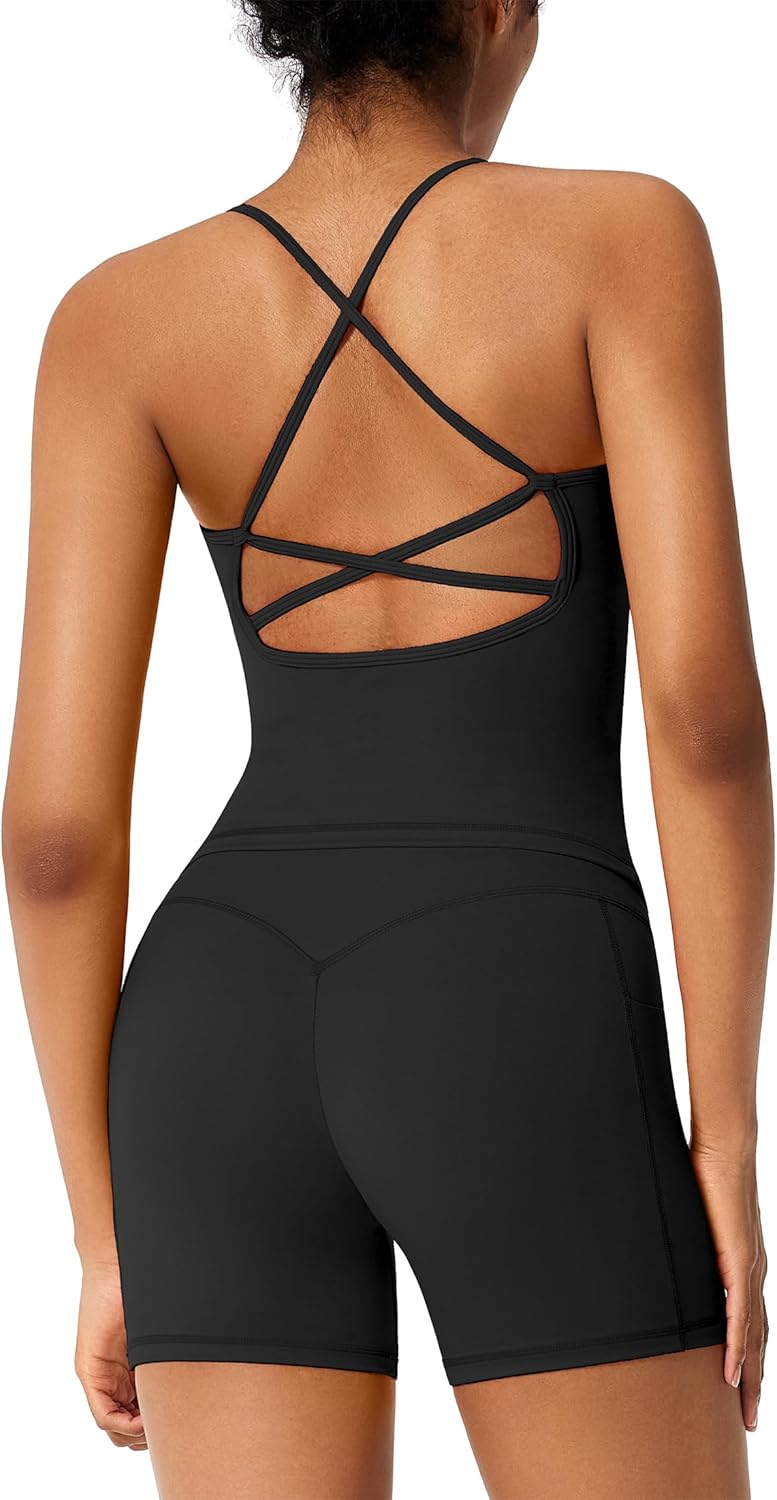 RXRXCOCO Women's 2 Piece Workout Sets Strappy Tank Top Crisscross Back Butt Lifting Shorts Matching Gym Yoga Pilates Outfits
