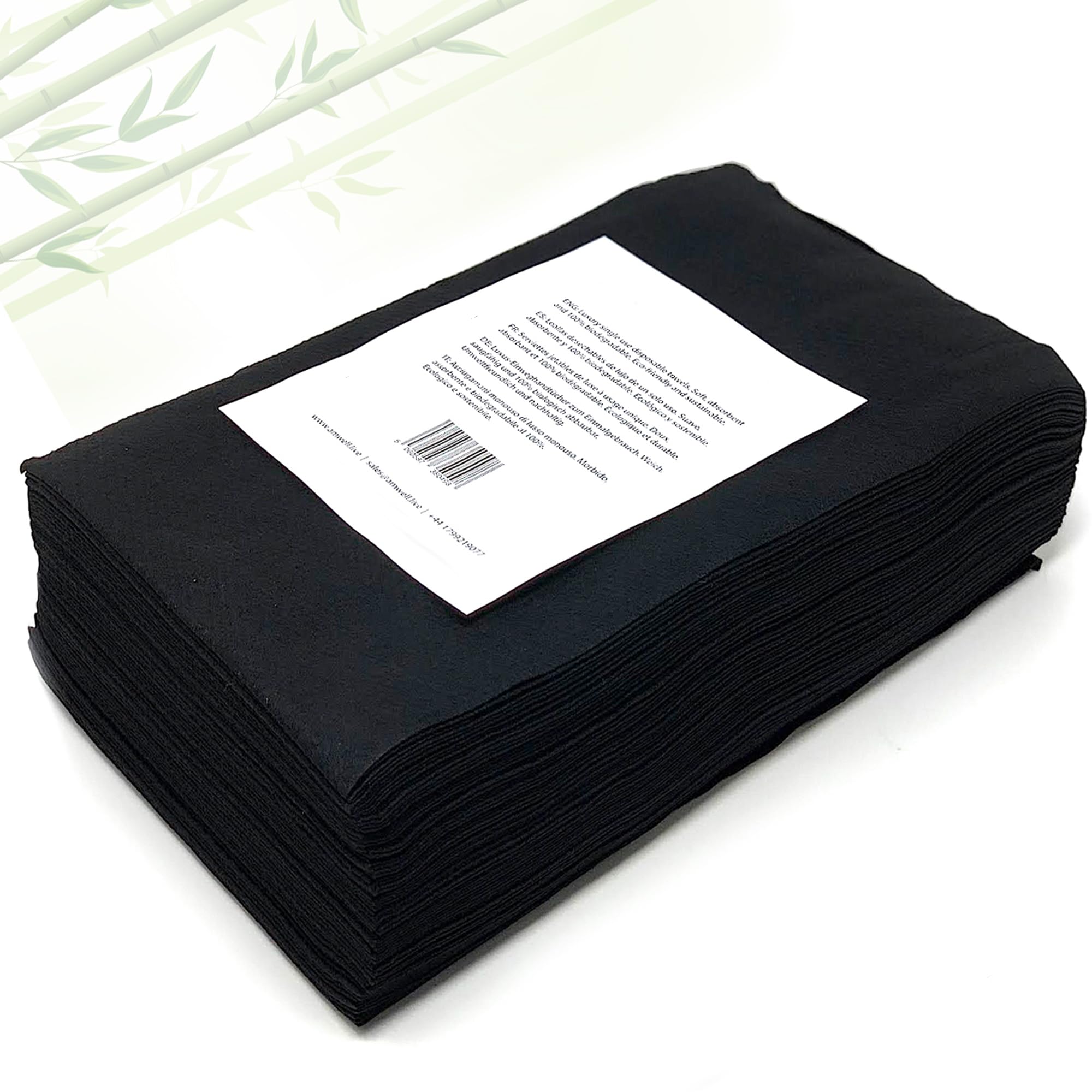 GENTS OF LONDON Disposable Black Towels 50, 80 x 40 cm – Ultra-Absorbent, 100% Biodegradable Salon Towels for Hairdressers, Barbers, Spa & Healthcare