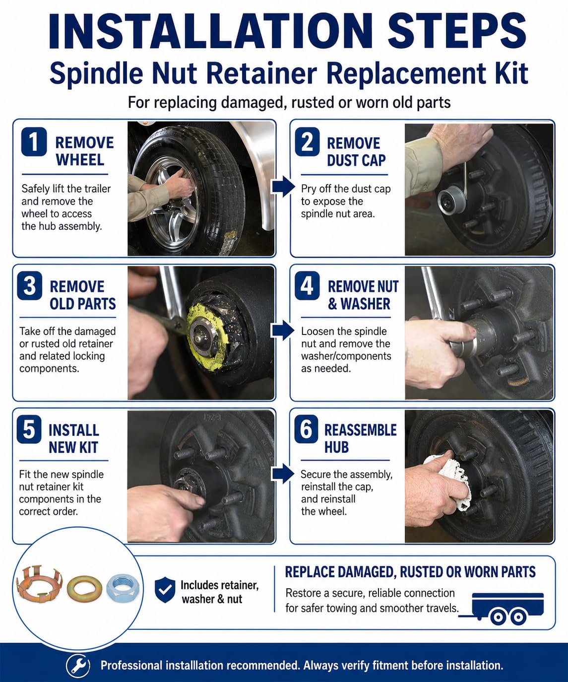 K71-622-00 Spindle Nut Retainer Kit for Dexter Trailer Axles