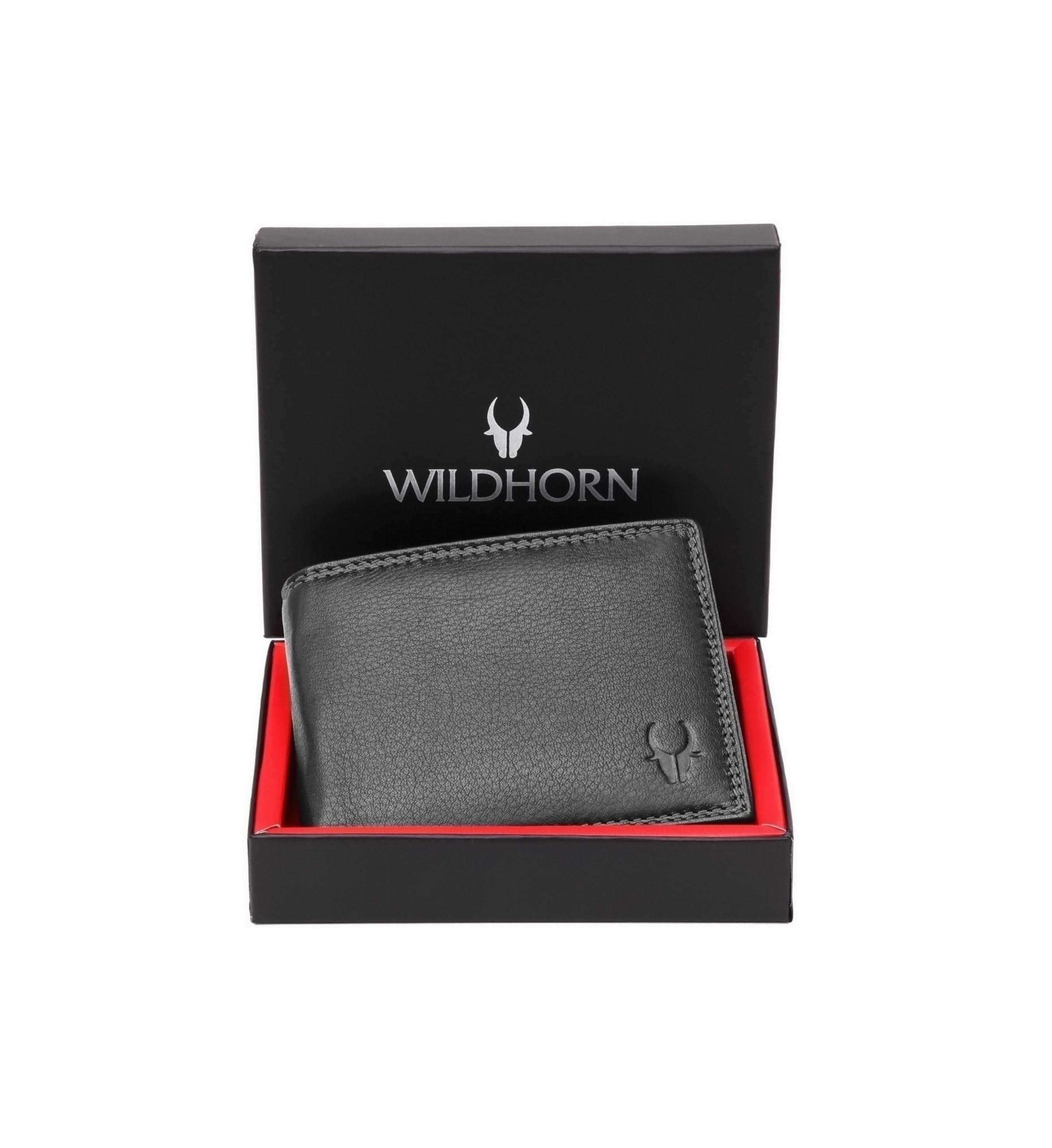 WildHornRfid Protected Genuine Leather Wallet For Men (Black)
