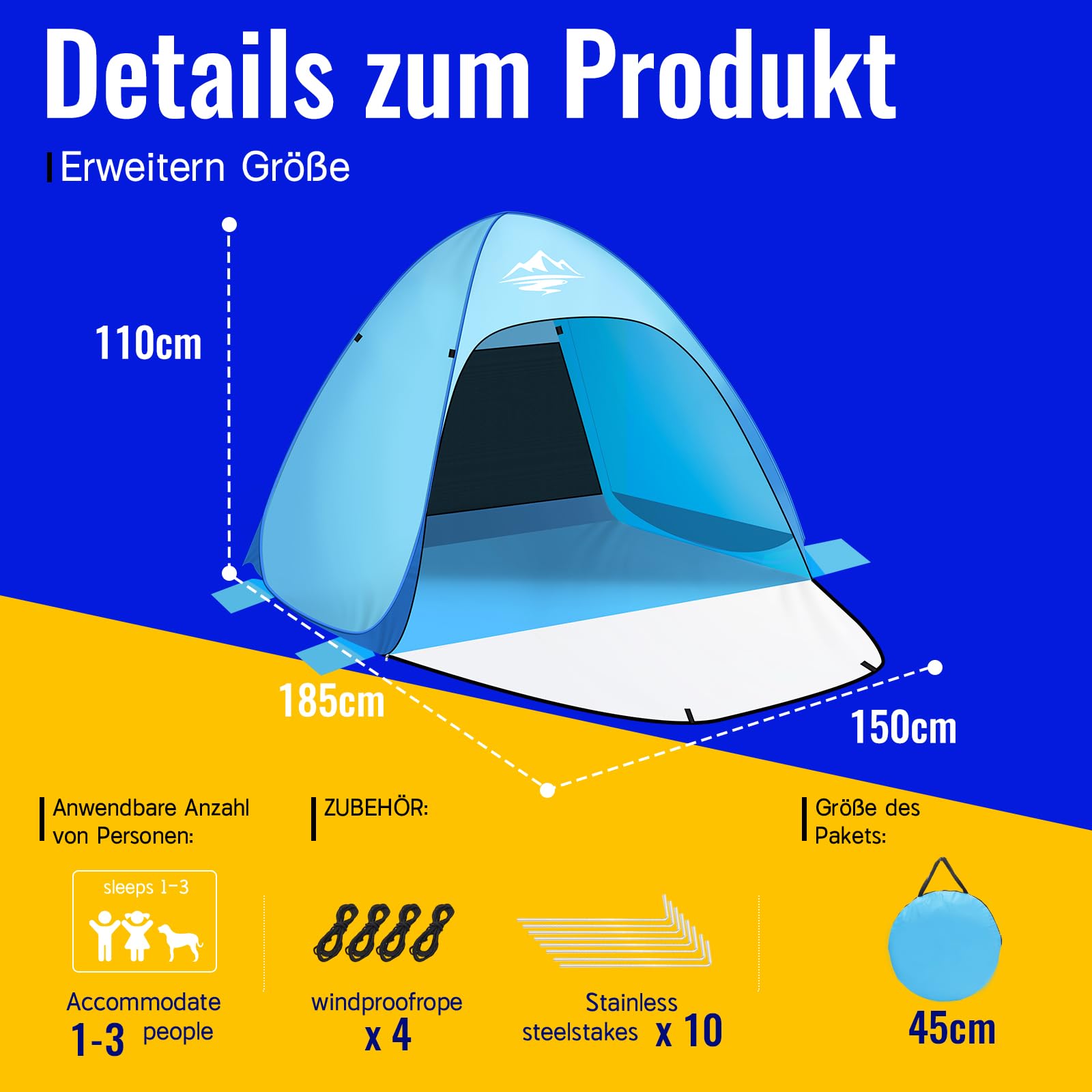 DEWUR Stranddeken, zandvrij, XXL, waterdicht, strandmat