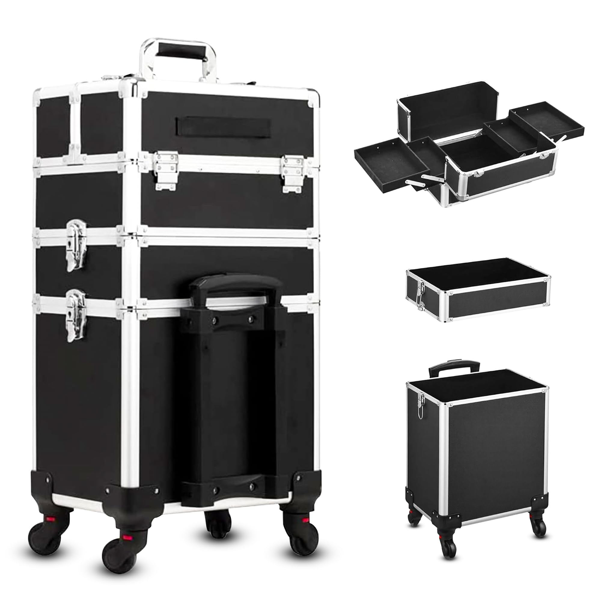 Make Up Trolley 106 x 36 x 24 cm - Kosmetyczka - Walizka fryzjerska - Beauty Case - Zestaw do makijażu - Czarny