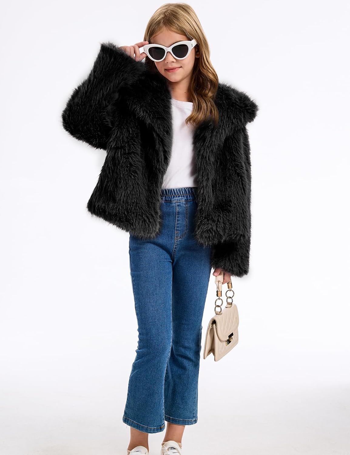Girls Faux Fur Coat Fluffy Furry Fleece Jacket Kids Warm Winter Shaggy Outwear with Pockets 5-14 Years - Image 6