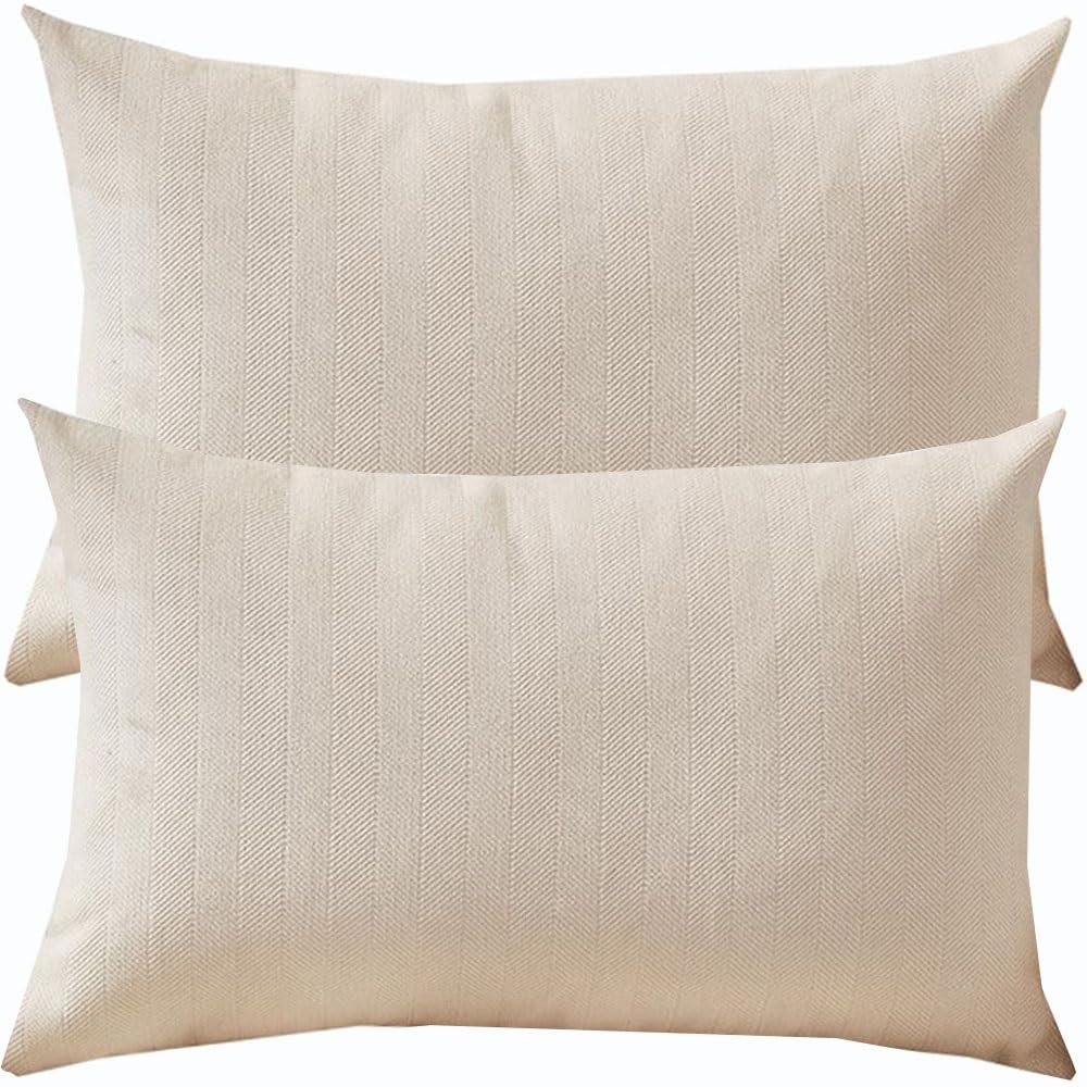 SWJ-swjssb Pillow Cases 50x70 cm Extra Large Cushion Covers 40x60, 30 x 70,30x50,30x60 Cm Chenille Pillow Cover With Zipper Decorative Pillowcases For Pillows Sofa Bed Couch(Cream,50x70 cm Set of 2)