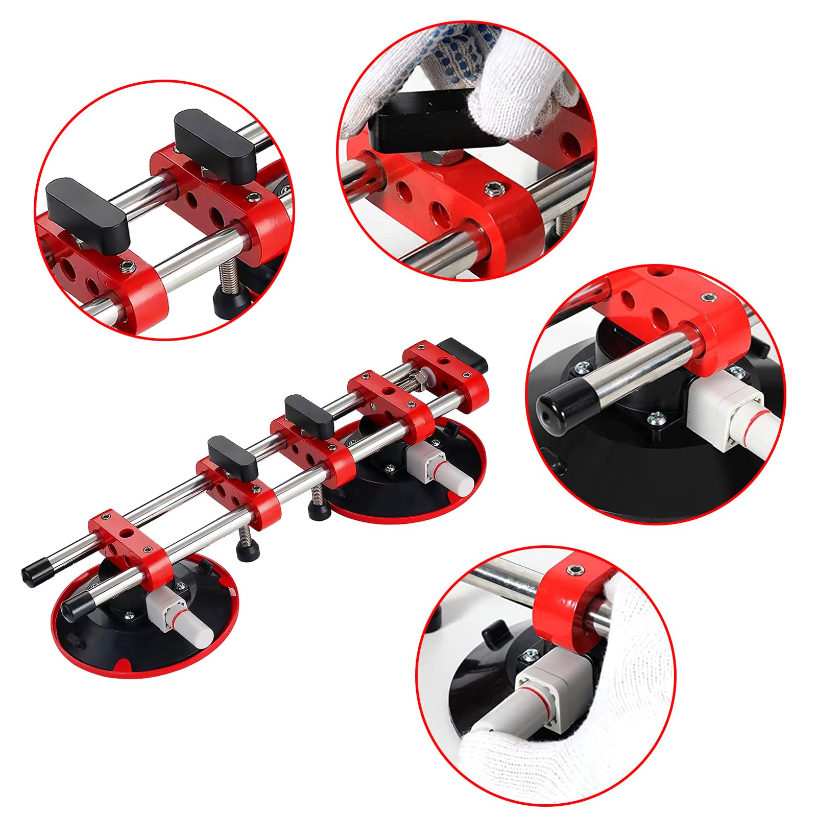 2PCS Ventosa, 6" Setter Uniones Piedra sin Juntas con Ventosa Vacío Doble para Nivelar Uniones Uniones Herramienta Instalación Ajustador Separación Azulejos para Losas Cuarzo Granito Piedra Mármol