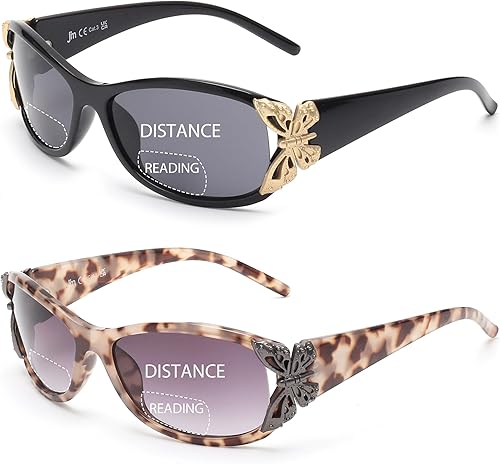 JM Paquete de 2 lentes de sol de lectura bifocales para mujer, a la moda, para lectura al aire libre, protección UV400 JM Paquete de 2 lentes de sol de lectura bifocales para mujer, a la moda, para lectura al aire libre, protección UV400